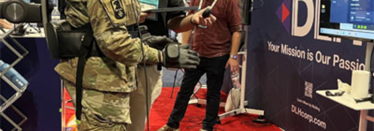 Military service woman uses virtual reality platform